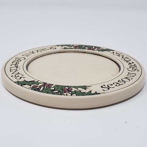 Seasons Greetings Holly Candle Plate By Michael Macone Spooner Creek Designs - Picture 6 of 7